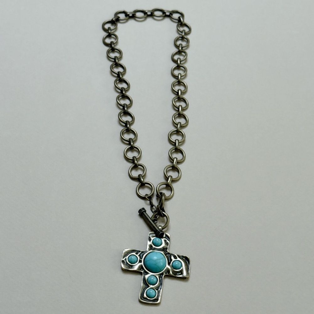Turquoise Cross Necklace #1787 - Picture 2 of 3